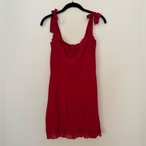 Reformation Red Smocked Strap Mini Dress